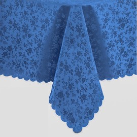 Jeloris Waterproof Vinyl Tablecloth, Rectangle Heavy Plastic Tablecloth, Wipeable Spillproof Oil-Proof Vinyl Table Cover for Kitchen Dining Room (Blue, 52" x 70")