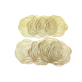 speed mao Fashionable Rose Coasters PVC Insulated Gold Set of 8