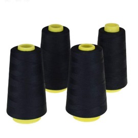 LNKA Black Sewing Thread Cones(4 Pack of 3000 Yards Each), All Purpose Polyester Thread Spools for Sewing/Serger Machines, Overlock, Quilting, Hand Embroidery