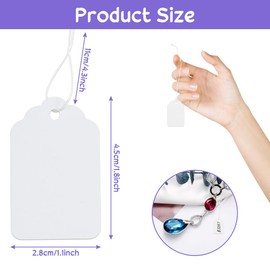 NAROSEBE Pack of 600 Price Labels Hanging Labels White Marking Labels 45 x 28 mm Flea Market Price Tags Paper Labels Tags Tags Labels with String for Flea Market Jewellery Gift