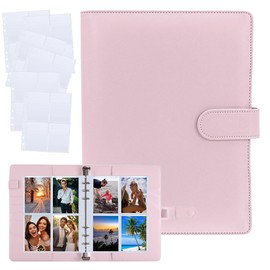 Photocard Binder, Kpop Binder A5 Kpop Photocard Holder, 120 Pockets Kpop Binder 4 Pockets 30 Pages, Photo Album 6 Ring Binder Album PU Leather Scrapbook for Photo Collection