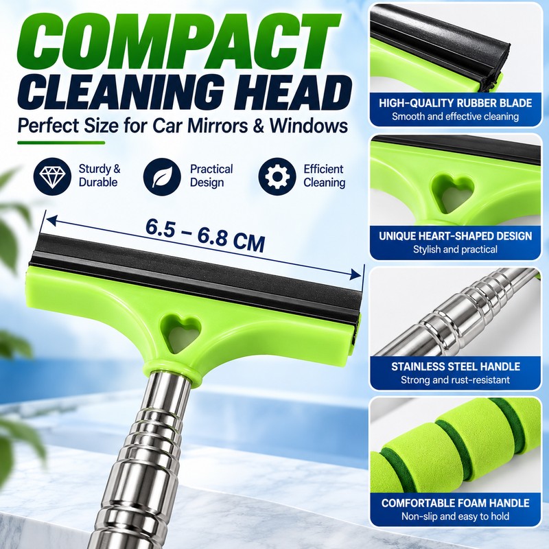 Telescopic Car Window Squeegee for Glass Cleaning – Compact Rubber