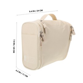 Healvian Hanging Toiletry Bag Travel Organizer with Smart Compartments Capacity for Cosmetics Accessories Lightweight Makeup Storage for Women Beige