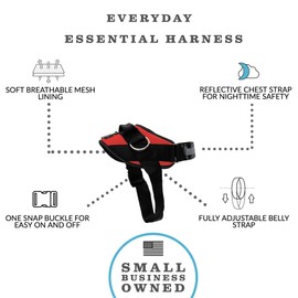 ShawnCo Essential Dog Harness, No-Pull Pet Vest with 3 Leash Clips, No Choke, Reflective, Adjustable and Padded, for Easy Walking and Training for Small, Medium and Large Dogs (Mustang Red, L)