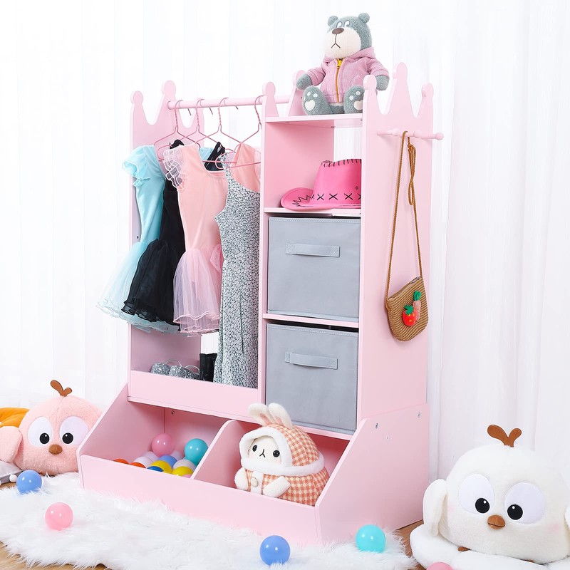 Bophy Girls' Dress up Storage with Light & Mirror, Kids