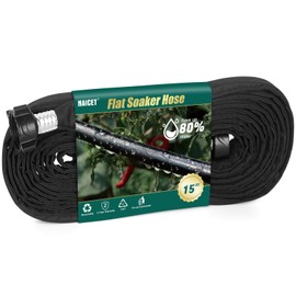 Naicet Flat Soaker Hose 15FT Lightweight and Flexible Irrigation Solution for Garden Beds, Flower Beds, and Lawns (15FT)