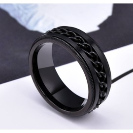 Adreamz 8mm Spinner Ring - Spinning Fidget Ring for Men - Stainless Steel Anti Anxiety Ring for Stress Relief - Spin Rotating Anxiety Ring for Men Interwine Ring 9.5