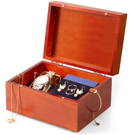 DRASTAR Keepsake Box, Wood Memory Box with Lids, Wooden Jewelry Box, Memory Box, Small Decorative Wooden Box,Brown