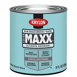Krylon K09602000 COVERMAXX - Half Pint, Gloss Blue Ocean Breeze, 8 Ounce