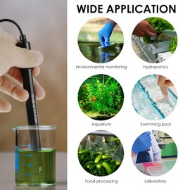 High Correctness pH Electrode with Calibration Powder, 0-14 pH Probe with BNC Connector and 300 cm Cable for Wide Application
