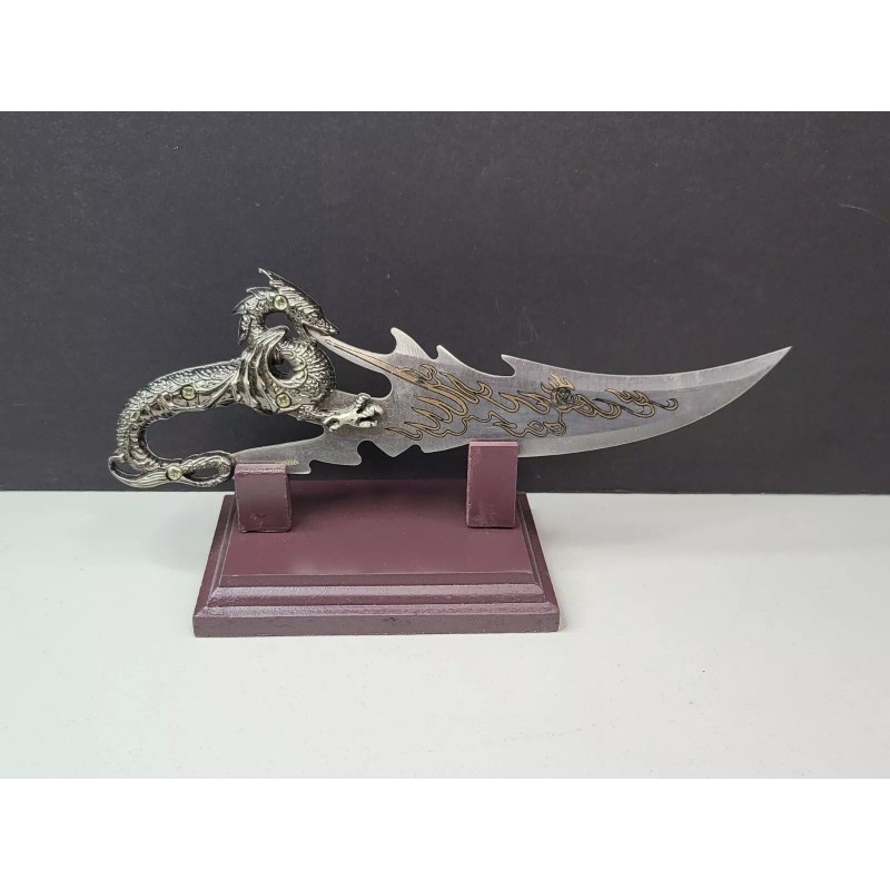 Dragon Letter Opener Knife With Wooden Stand Fantasy Mythical