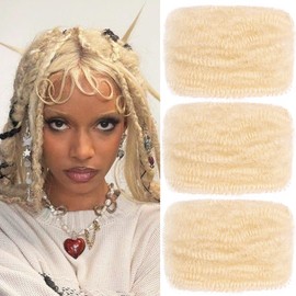Kackanaa 16 Inch Springy Afro Kinky Curly Bulk for Dreadlock Extensions 3 Packs Marley Twist Braiding Hair Bulk for Mini Twist Repair Locs Blonde Springy Afro Twist Hair Bulk, 30g /Pack