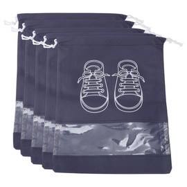 CAPASTEC 5 Stück Schuhtaschen zum Verpacken mit klarem Fenster, staubdichte Zugband-Reiseschuhaufbewahrungstaschen für Männer und Frauen, Medium, Marineblau