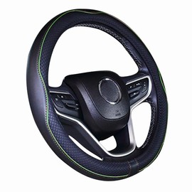 Mayco Bell Universal Standard Size Steering Wheel Cover Anti-Slip,Safety,Soft,Breathable,Durable,Full Surround,Comfortable Grip Microfiber Leather (14.5-15 inch, Green)