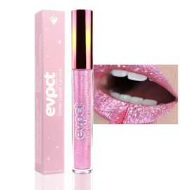 evpct evpct 1Pcs Pink Matte to Glitter Liquid Lipstick Lip Set Kit, Long Lasting Matte Diamond Glitter Lipstick Waterproof, Colorful Sparkly Glossy Metallic Shimmer Sparkle Lip Gloss for Women 09#