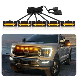 OKLSG LED Grill Light for 2021 2022 2023 F150 XL XLT OEM Grille, 2023 F150 Grill Lights LED Front Grill Lights Set Compatible with XL XLT Original Grille Amber Lights