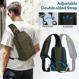 HEROIC KNIGHT Small Sling Bag, Waterproof Chest Casual Shoulder Bag for Men Women, Lightweight Crossbody Backpack for Runner Workout Hiking Cycling Travelling (Green)