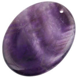 TUMBEELLUWA Pack of 1 Healing Crystal Thumb Worry Stone Top Drilled Reiki Palm Stone Pendant for Jewelry Making Without Chain or Cord, Amethyst
