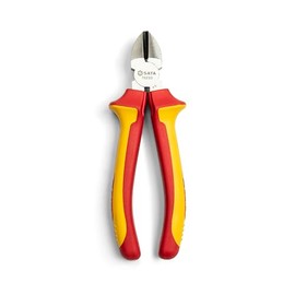 SATA ST70233ST VDE Insulated Side Cutters 190 mm/7 Inch with Non-Slip TPE Handle and Chrome-Nickel Steel Body for High Load Capacity