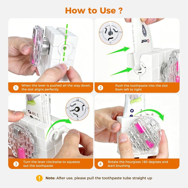 GIUNN 2PCS Toothpaste Tube Squeezer Roller with 2-Min Hourglass Sand