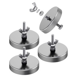 EilxMag 4Pack 1.43" Strong Round Base Magnet, 25LBS+ Heavy Duty Magnets with 0.19" Center Hole for mounting, Mounting Magnet with Assemblable M4 Bolt nut washers and Wing Nuts for for Lighting Camera