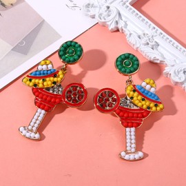 Cinco De Mayo Earrings for Women Fun Mexican Earrings Colorful Beaded Fiesta Earrings Cactus Chili Mexican Holiday Party Favors Jewelry Gifts (Style 2)