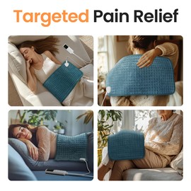 Heating Pad for Back Pain, 12''×24'' Heating Pads for Period Cramps Neck Shoulder Knee Leg, Heat Pad with 9 Heat Settings Auto Shut-Off and Rapid Heating, Ideal Gift for Family and Friends, Blue