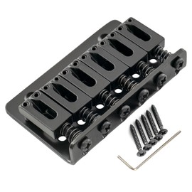 Musiclily 65mm Metal Fixed Hardtail Saddle Top Load Guitar Bridge for 6 String Fender Strat Tele Electric Guitar,Black