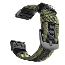 YOOSIDE Nylon Watch Strap for Garmin Fenix 5X / Fenix 6X / Fenix 7X / epix Pro 51mm, Quick Fit 26mm Woven Nylon Durable Sweat-proof Wrist Band for Enduro, Tactix 7 Pro (Green)