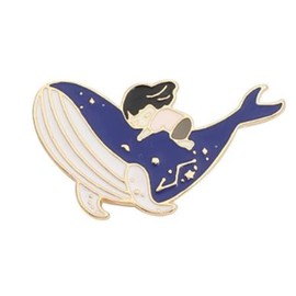 Cute Animal Enamel Brooch Pin Tells a Story of Whale and Girl Brooch Pins Enamel Metal Badges Lapel Pin Brooches Jackets Jeans Fashion Jewelry