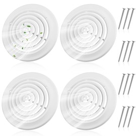 Therwen 4 Pieces 10 Inch Round Vent Cover, Ceiling Diffuser HVAC Vent Duct Cover Replacement with Screws to Install, Fitting in 10 Inch Duct, Outer Dimensions: 13-15/16"