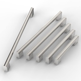 FURNIWARE Pack of 10 Furniture Handles, 96 mm Hole Spacing, Stainless Steel Furniture Handles, Cabinet Handles, Kitchen Cabinet Handles, Used for Door Handle of the Bathroom Door, Wardrobe (Brushed