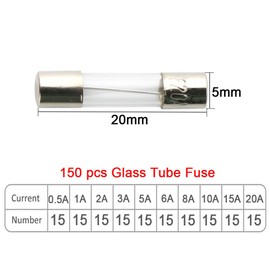FULARR 175Pcs 5X20mm Professional Car Fast-Blow Glass Tube Fuse Kit: 150Pcs Quick Blow + 20Pcs Seat + 5Pcs Inline Screw Type Holder, With Transparent Plastic Box
