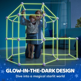 SYNCFUN Glow Fort Building Kit Indoor Outdoor for Kids, Glow in The Dark Creative Fort, DIY Castles Tunnels with Rods and Balls, STEM Construction Toys, Educational Gift for Boys and Girls Aged 3-12
