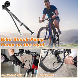 Suspension Fork Damper Pump, High Pressure 300 PSI Air Pump with Pressure Gauge, Mini Bicycle Pump Bicycle Tyre Pump for MTB, Road Bike Fork and Rear Suspension, Wheelchair, Schrader/Presta