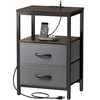 Huuger Nightstand with Charging Station, Fabric Drawers, End Table with