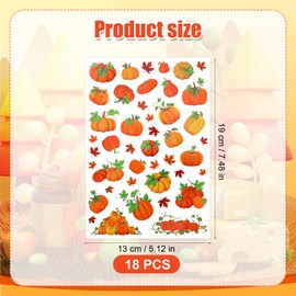 18pcs Fall Autumn Stickers, Thanksgiving Stickers Leaves Pumpkin Harvest Sticker Thanksgiving Window Clings Happy Autumn Stickers for Window Envelopes Card Party Supplies