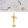 Metal Standing Cross Red Rhinestone Decoration Exquisite Retro Elegance Standing