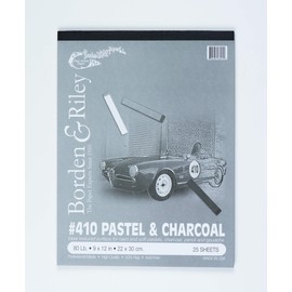 Borden & Riley 9" x 12" #410 Charcoal/Pastel Pad, 80 lb, 25 Portrait-Gray Sheets, 1 Pad Each (410P091225)