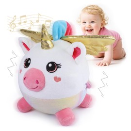Baby Toys 6-12-18 Months,Musical Crawling Unicorn Plush Toy with 48 Songs & Recording, Dancing Walking Moving Bouncing Learning Toy, Tummy Time Sensory Toys for 1 2 3 Year Old Girls Birthday Gifts