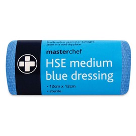 Reliance Medical Masterchef HSE Medium Dressing, Sterile Wound Dressing, Ideal for Food Environment, Unboxed, 12 cm x 12 cm, Blue