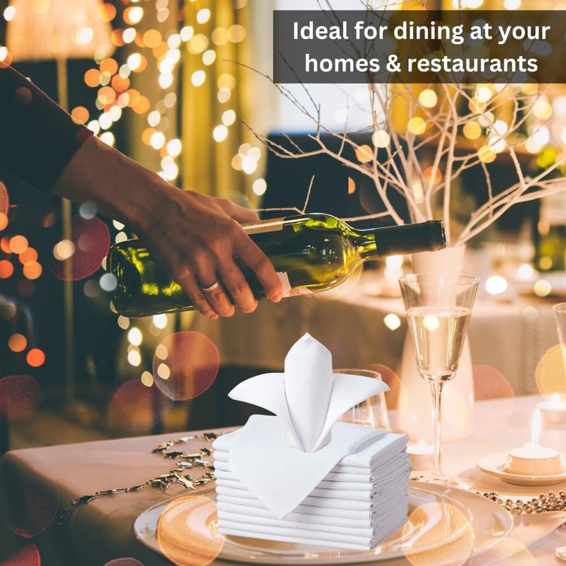 12 x luxury 100% white cotton cloth napkins 41x41 centemeter