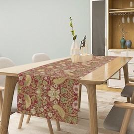 William Morris Floral Table Runner,Vintage Flowers Birds Retro Farmhouse Rustic Table Runner for Coffee Table Dining Room Table Bedroom Party Holiday 13 x 36 Inch