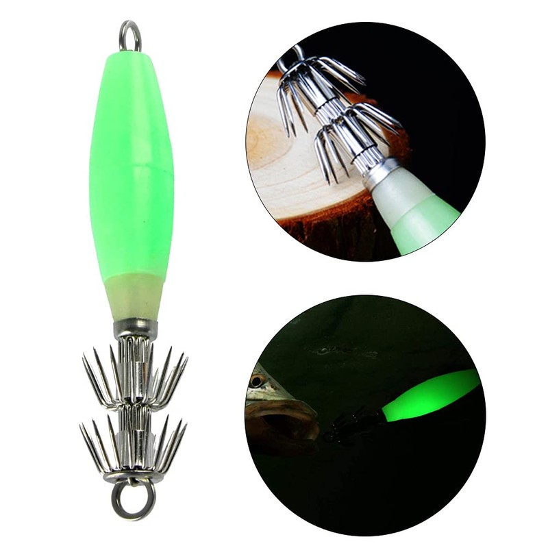 5 Pcs Luminous Squid Jig Hooks Glow Squid Jigs Squid