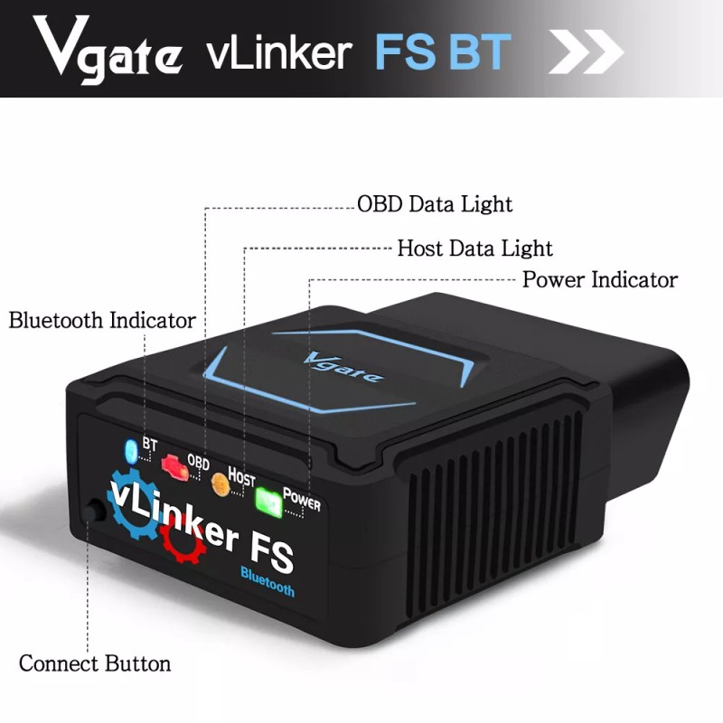 Vgate vLinker FS Bluetooth OBD2 Detect Error Codes Fault Readers