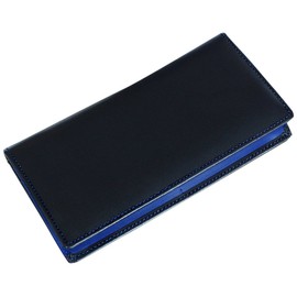 Diablo KA-509 Men's Long Wallet, Horse Leather × Cowhide Leather Bi-Color, blue