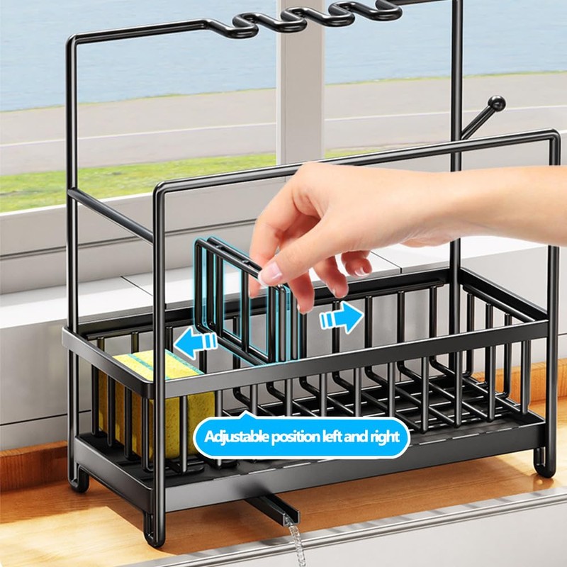 Wotendy Kitchen Sink Caddy with Drain Pan, Sponge Holder for