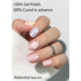Spring Semi Cured Gel Nail Strips, Flower 20pcs Adhesive UV Sticker, Wraps for Home Manicure DIY