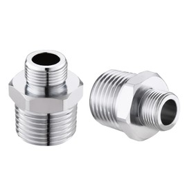 Happyreise Rv Faucet Adapter 1/2 to 3/8 Reducer,1/2 Male to 3/8 Male Faucet Supply Line Adapter,Compression Fitting for RV Kitchen Plumbing,Water Pipe Connector Chrome 2 Pcs