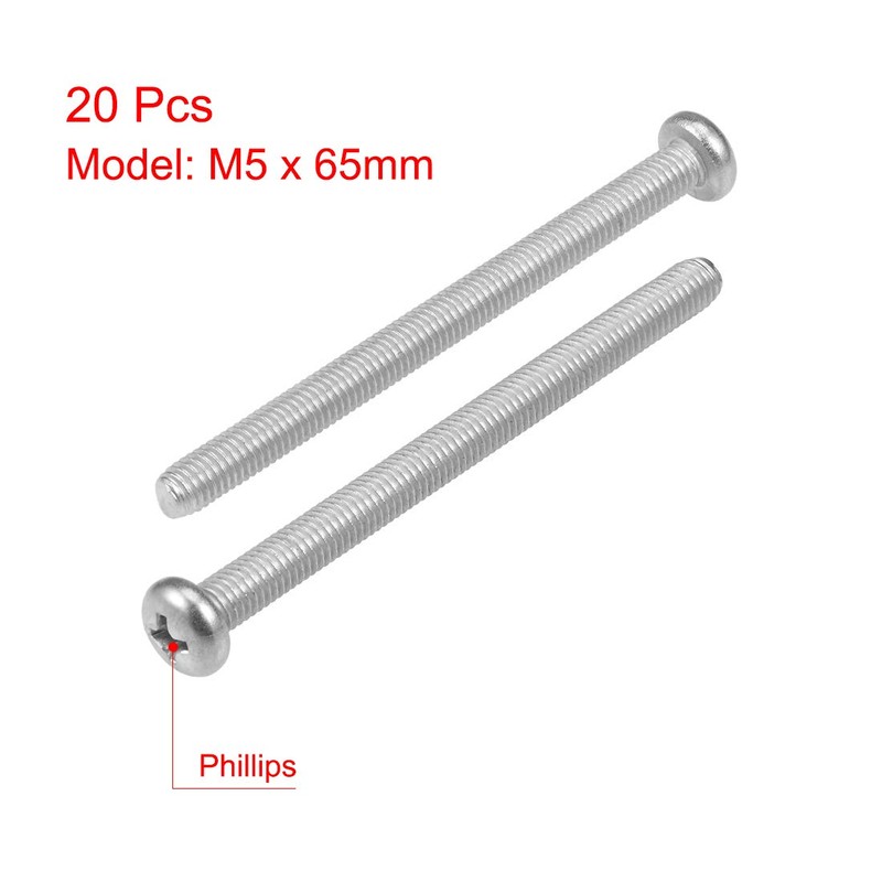 sourcing map M5 x 65mm Machine Screws Phillips Cross Pan